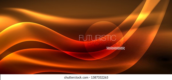 Glowing abstract wave on dark, shiny motion, magic space light. Vector techno abstract background