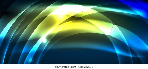 Glowing abstract wave on dark, shiny motion, magic space light. Vector techno abstract background