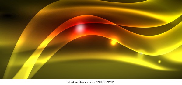 Glowing abstract wave on dark, shiny motion, magic space light. Vector techno abstract background