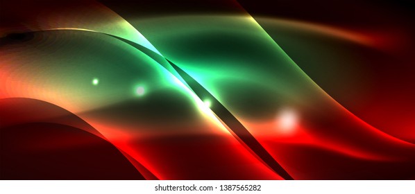 Ola abstracta brillante en movimiento oscuro y brillante, luz espacial mágica. Fondo abstracto Vector Techno