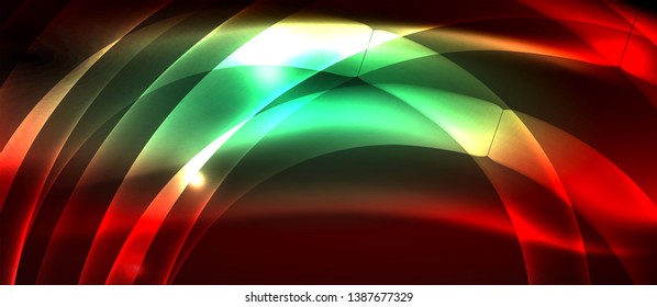 Ola abstracta brillante en movimiento oscuro y brillante, luz espacial mágica. Fondo abstracto Vector Techno