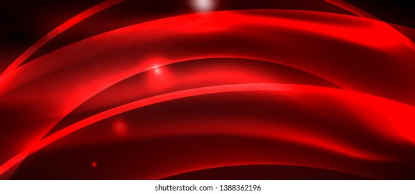Glowing abstract wave on dark, shiny motion, magic space light. Vector techno abstract background