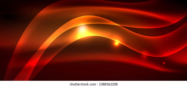 Ola abstracta brillante en movimiento oscuro y brillante, luz espacial mágica. Fondo abstracto Vector Techno