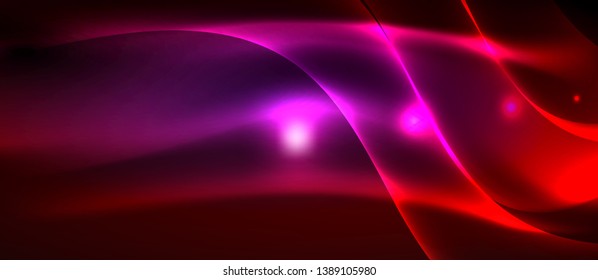 Ola abstracta brillante en movimiento oscuro y brillante, luz espacial mágica. Fondo abstracto Vector Techno