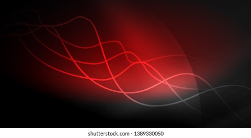 Ola abstracta brillante en movimiento oscuro y brillante, luz espacial mágica. Fondo abstracto Vector Techno