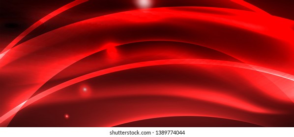 Glowing abstract wave on dark, shiny motion, magic space light. Vector techno abstract background