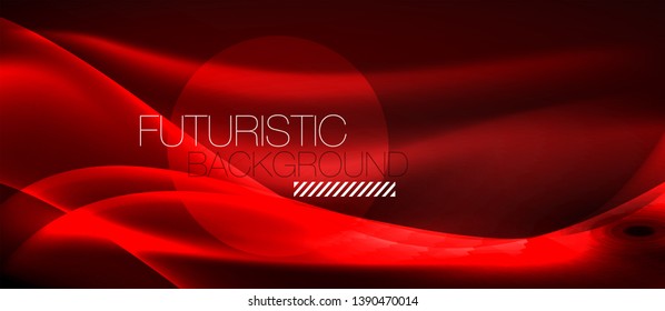 Ola abstracta brillante en movimiento oscuro y brillante, luz espacial mágica. Fondo abstracto Vector Techno