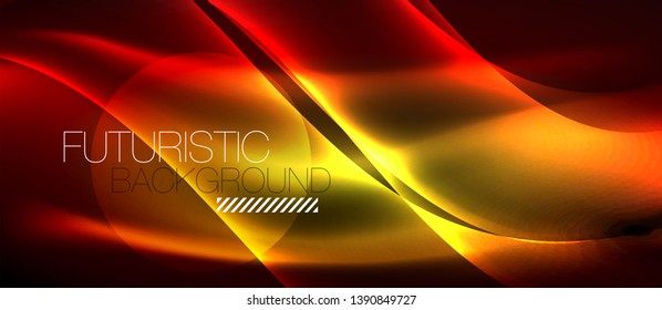 Glowing abstract wave on dark, shiny motion, magic space light. Vector techno abstract background
