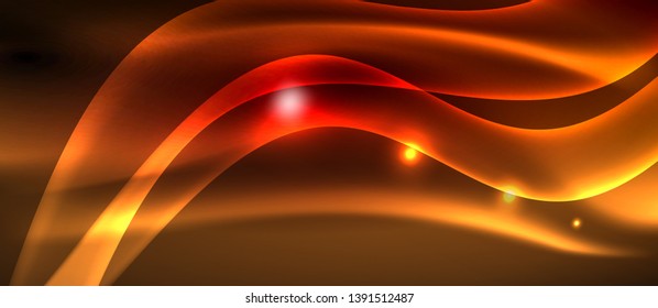 Glowing abstract wave on dark, shiny motion, magic space light. Vector techno abstract background