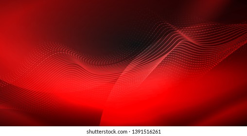 Glowing abstract wave on dark, shiny motion, magic space light. Vector techno abstract background