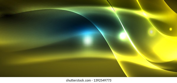 Glowing abstract wave on dark, shiny motion, magic space light. Vector techno abstract background