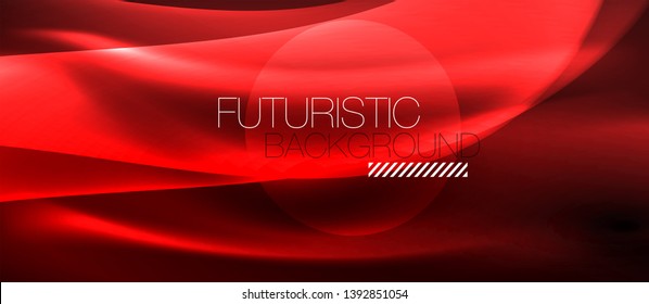 Glowing abstract wave on dark, shiny motion, magic space light. Vector techno abstract background