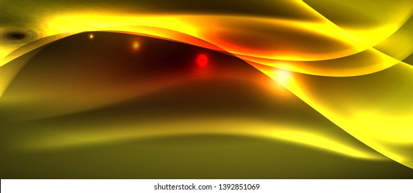 Ola abstracta brillante en movimiento oscuro y brillante, luz espacial mágica. Fondo abstracto Vector Techno
