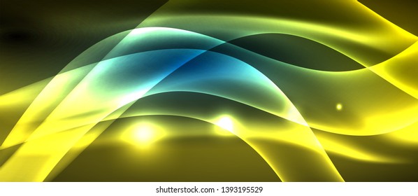 Ola abstracta brillante en movimiento oscuro y brillante, luz espacial mágica. Fondo abstracto Vector Techno