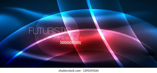 Ola abstracta brillante en movimiento oscuro y brillante, luz espacial mágica. Fondo abstracto Vector Techno