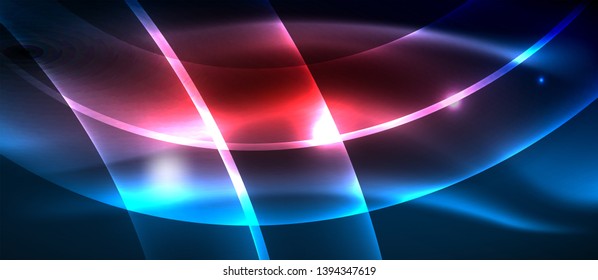 Ola abstracta brillante en movimiento oscuro y brillante, luz espacial mágica. Fondo abstracto Vector Techno