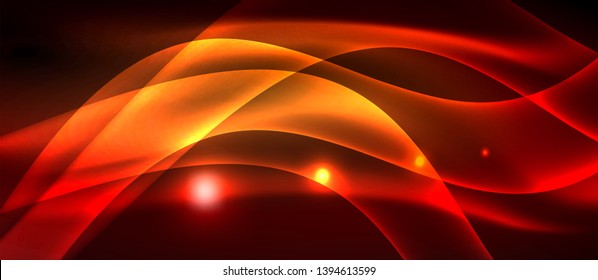 Glowing abstract wave on dark, shiny motion, magic space light. Vector techno abstract background