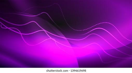 Ola abstracta brillante en movimiento oscuro y brillante, luz espacial mágica. Fondo abstracto Vector Techno