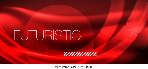 Glowing abstract wave on dark, shiny motion, magic space light. Vector techno abstract background