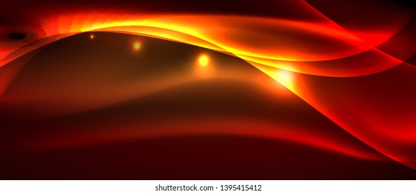 Ola abstracta brillante en movimiento oscuro y brillante, luz espacial mágica. Fondo abstracto Vector Techno