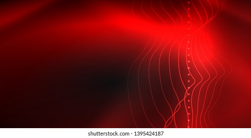 Ola abstracta brillante en movimiento oscuro y brillante, luz espacial mágica. Fondo abstracto Vector Techno