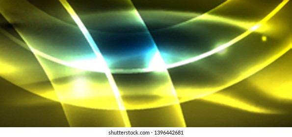 Glowing abstract wave on dark, shiny motion, magic space light. Vector techno abstract background