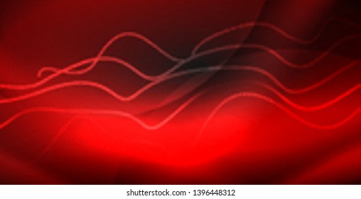 Glowing abstract wave on dark, shiny motion, magic space light. Vector techno abstract background