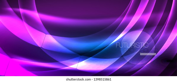 Ola abstracta brillante en movimiento oscuro y brillante, luz espacial mágica. Fondo abstracto Vector Techno