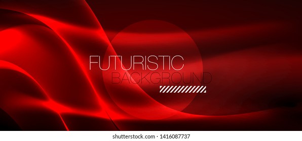 Ola abstracta brillante en movimiento oscuro y brillante, luz espacial mágica. Fondo abstracto Vector Techno