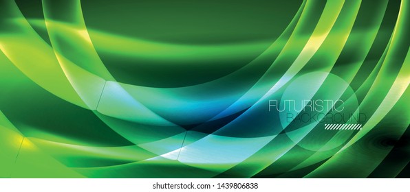 Glühende abstrakte Welle auf dunkler, glänzender Bewegung, zauberhaftes Raumlicht. Abstrakter Vektorgrafik-Hintergrund