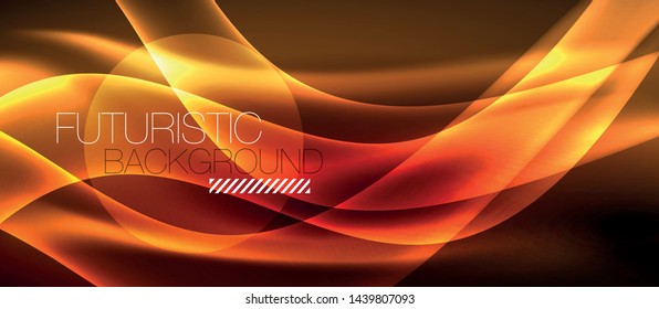 Glowing abstract wave on dark, shiny motion, magic space light. Vector techno abstract background