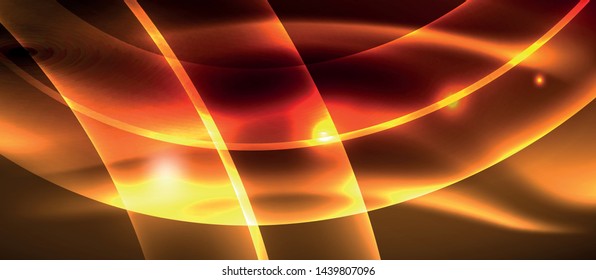 Glowing abstract wave on dark, shiny motion, magic space light. Vector techno abstract background