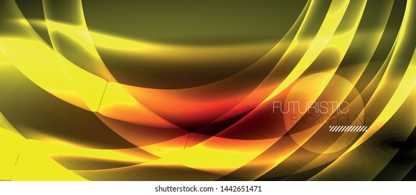 Glowing abstract wave on dark, shiny motion, magic space light. Vector techno abstract background