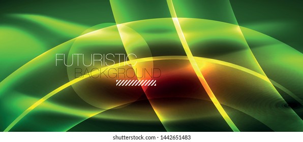 Ola abstracta brillante en movimiento oscuro y brillante, luz espacial mágica. Fondo abstracto Vector Techno