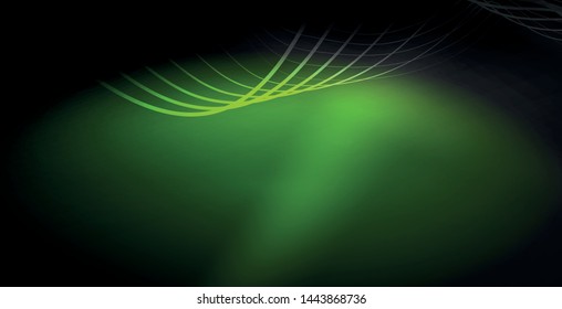 Glowing abstract wave on dark, shiny motion, magic space light. Vector techno abstract background
