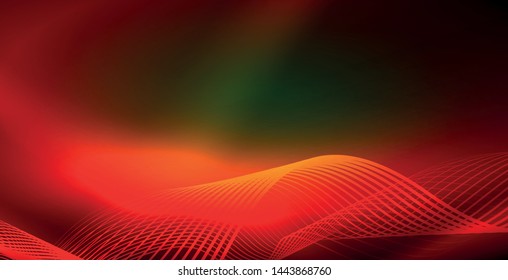 Ola abstracta brillante en movimiento oscuro y brillante, luz espacial mágica. Fondo abstracto Vector Techno