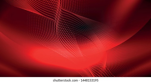 Glowing abstract wave on dark, shiny motion, magic space light. Vector techno abstract background
