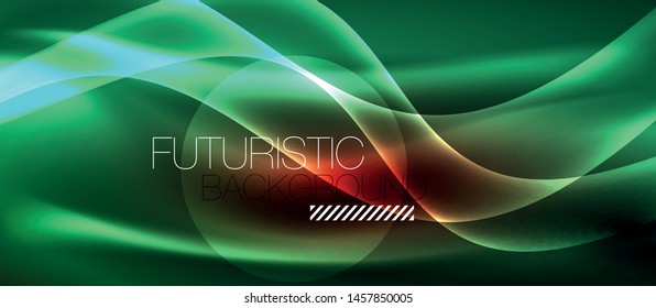 Ola abstracta brillante en movimiento oscuro y brillante, luz espacial mágica. Fondo abstracto Vector Techno