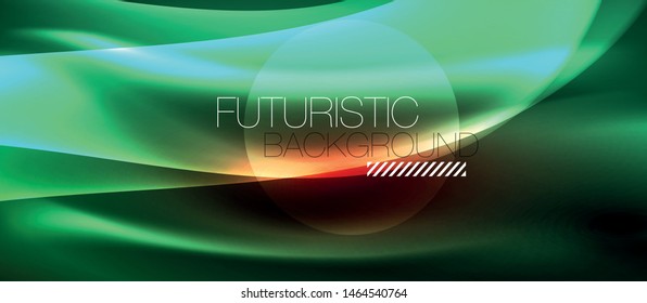 Ola abstracta brillante en movimiento oscuro y brillante, luz espacial mágica. Fondo abstracto Vector Techno