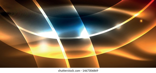 Glowing abstract wave on dark, shiny motion, magic space light. Vector techno abstract background
