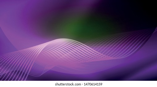 Glowing abstract wave on dark, shiny motion, magic space light. Vector techno abstract background