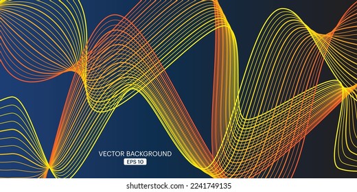Onda abstracta brillante en movimiento oscuro y brillante, fondo abstracto Vector tecno