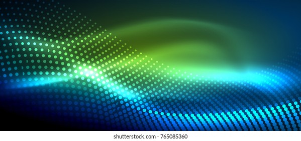 Glowing Abstract Wave On Dark Shiny Stock Vector (Royalty Free) 772053199