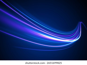 Onda abstracta brillante con líneas blancas vibrantes y brillo policial que vuela energía eólica alrededor de la autopista de la lente de giro brillante efecto de luz de remolino tormenta embudo de rotación de rayos de sol brillo