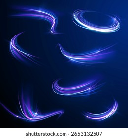Glowing abstract wave with vibrant white lines and police sparkle flying wind power round twirl lens motorway bright swirl light effect storm funnel sunbeam rotation shine