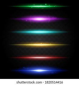 Glowing all colours lines of light. Vector set of light glow linear effect. Abstract wallpaper background template. Vector illustration