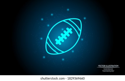 glowing american football on dark blue background of the space with shining stars. sport background