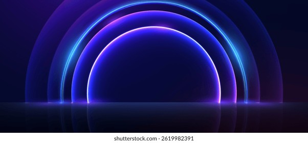Glowing arches reflecting presentation abstract background