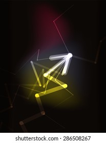 Glowing arrow and blending colors in dark space. Vector illustration. Abstract background