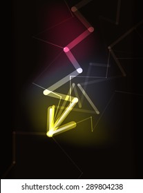 Glowing arrow and blending colors in dark space. Vector illustration. Abstract background